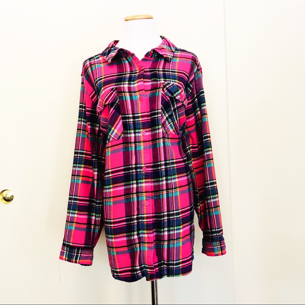 Roman’s Flannel Plaid Shirt women’s Plus pink 26w